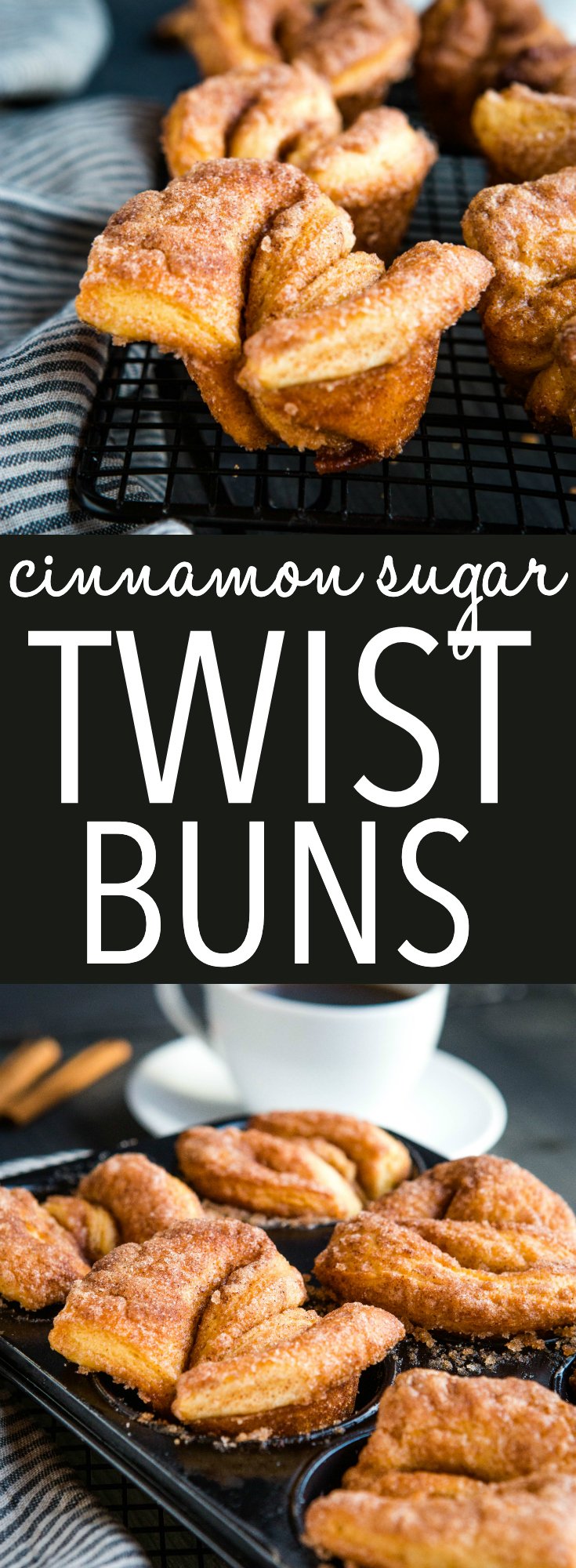 Sugary Cinnamon Twists are the perfect sweet treat for donut lovers! Sweet breakfast pastries rolled in butter and cinnamon sugar, they're great with brunch or a coffee break. Recipe from thebusybaker.ca! #cinnamonsugar #sweetrolls #homemade #fromscratch #sweetbuns #brunch #breakfast #coffeebreak #donuts #muffins via @busybakerblog