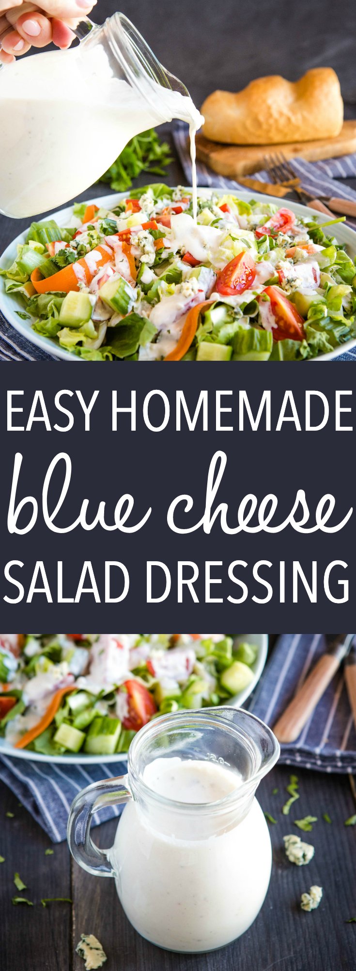 This Blue Cheese Dressing recipe makes a delicious homemade keto salad dressing for blue cheese lovers! Make it in minutes with only 5 ingredients. Recipe from thebusybaker.ca! #saladdressing #salad #bluecheese #bluecheesedressing #ketobluecheesedressing via @busybakerblog