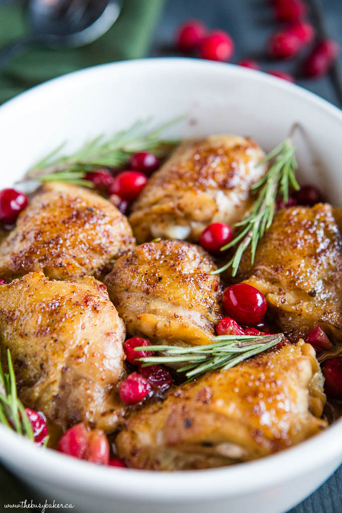crispy chicken with cranberry and rosemary