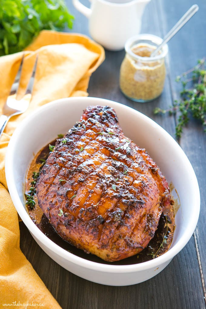 beautiful holiday ham with dijon mustard ham glaze