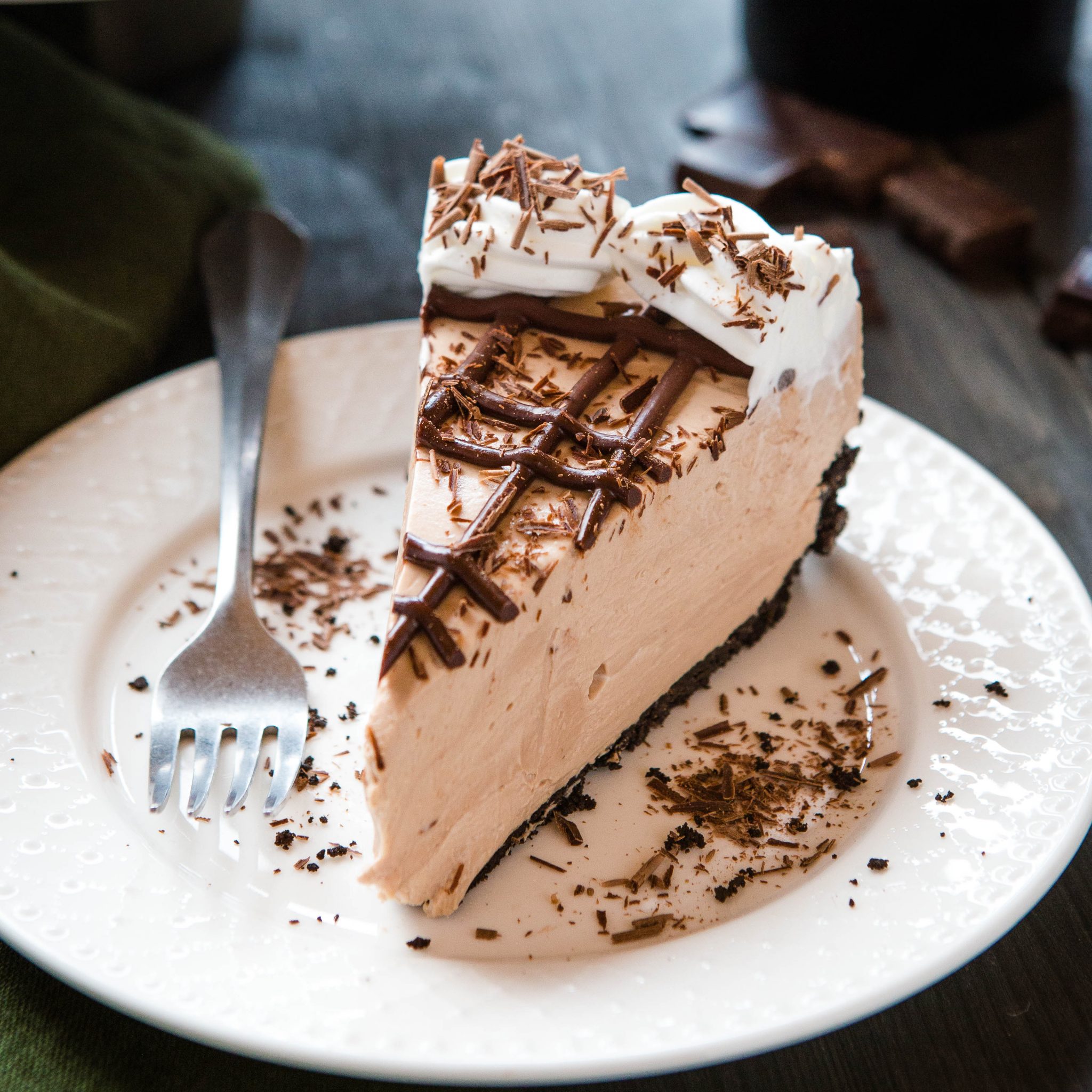 plated slice of Baileys Irish Cream cheesecake