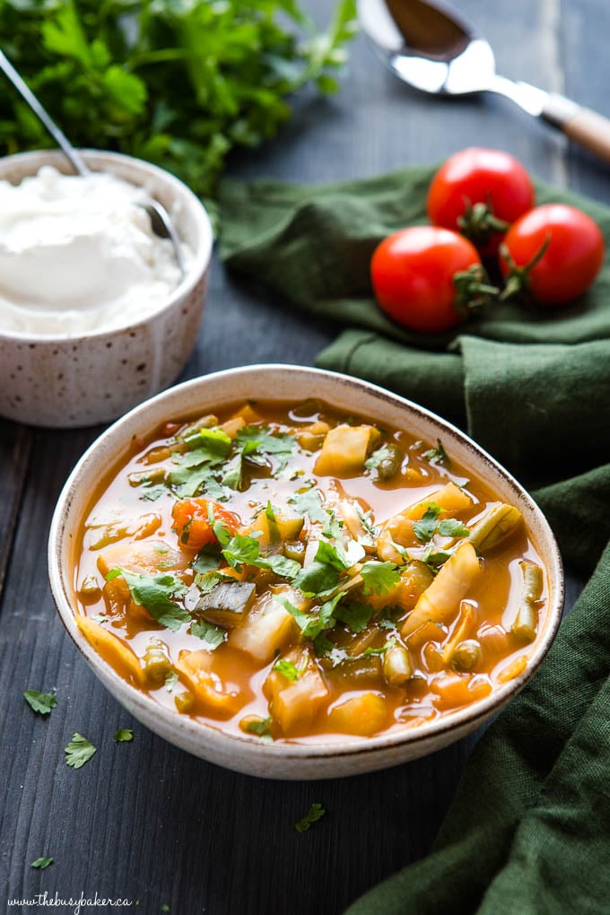 low carb cabbage soup in bowl