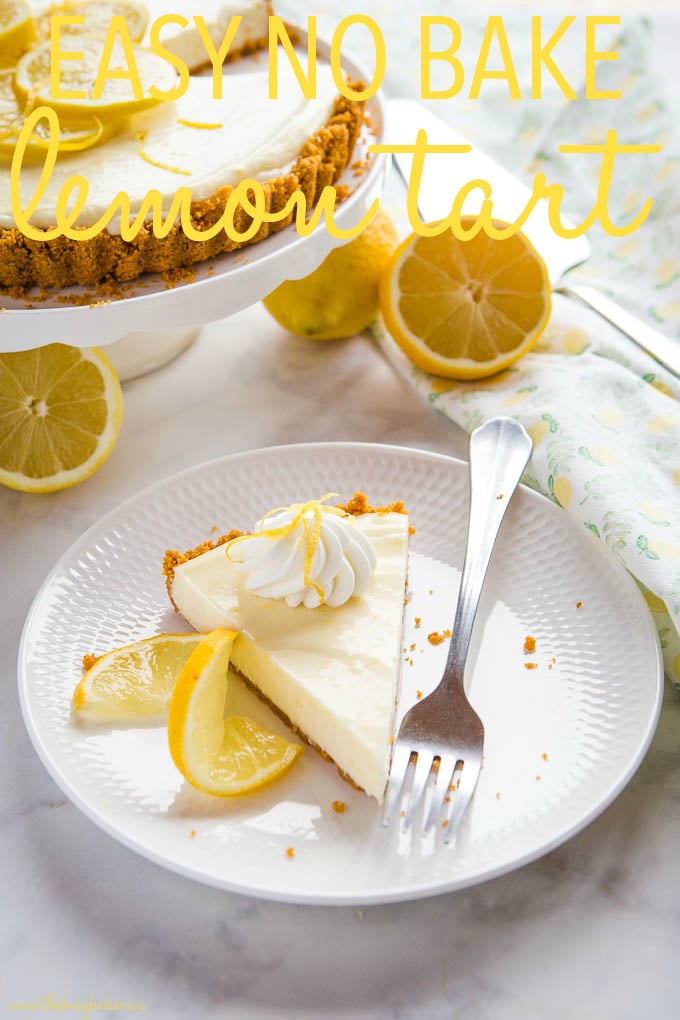 No Bake Lemon Tart on white plate