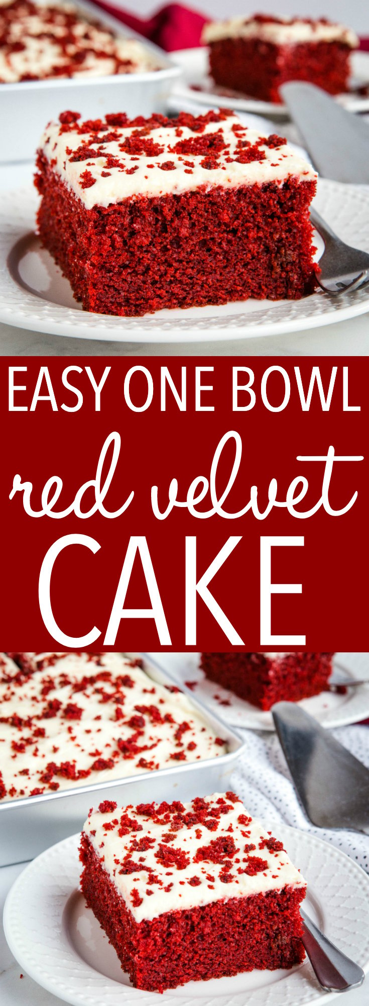 This Best Red Velvet Cake is moist, delicious, bright red and chocolatey, with fluffy cream cheese buttercream frosting on top! Recipe from thebusybaker.ca! #redvelvetcake #redvelvet #cake #chocolate #valentinesday #red #dessert #sweet #treat #homemade #onebowl #easycake via @busybakerblog