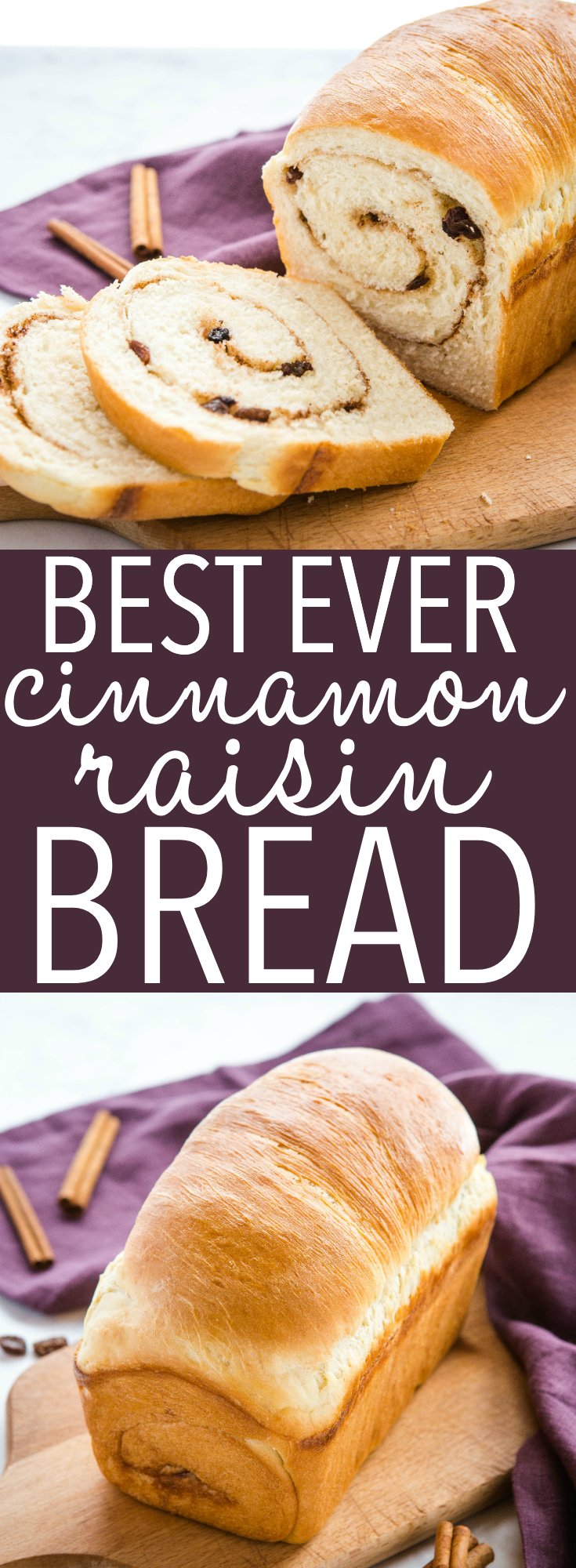 This Best Ever Cinnamon Raisin Bread is the perfect soft, sweet bread recipe with a sweet cinnamon swirl and juicy raisins! Makes a delicious snack or breakfast! Recipe from thebusybaker.ca! #cinnamon #raisin #bread #toast #homemade #baking #cinnamonraisin #sweet #dough #homemadebread #baker #homesteading #breakfast #snack via @busybakerblog