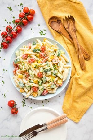 Easy Classic Pasta Salad {Vegetarian} - The Busy Baker