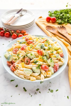 Easy Classic Pasta Salad {Vegetarian} - The Busy Baker