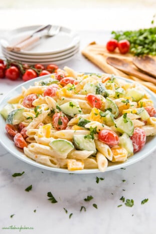 Easy Classic Pasta Salad {Vegetarian} - The Busy Baker