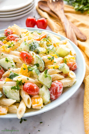 Easy Classic Pasta Salad {Vegetarian} - The Busy Baker