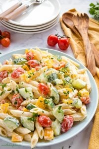 Easy Classic Pasta Salad {Vegetarian} - The Busy Baker