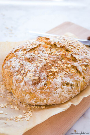 No Knead Artisan Bread Honey Oat Recipe The Busy Baker