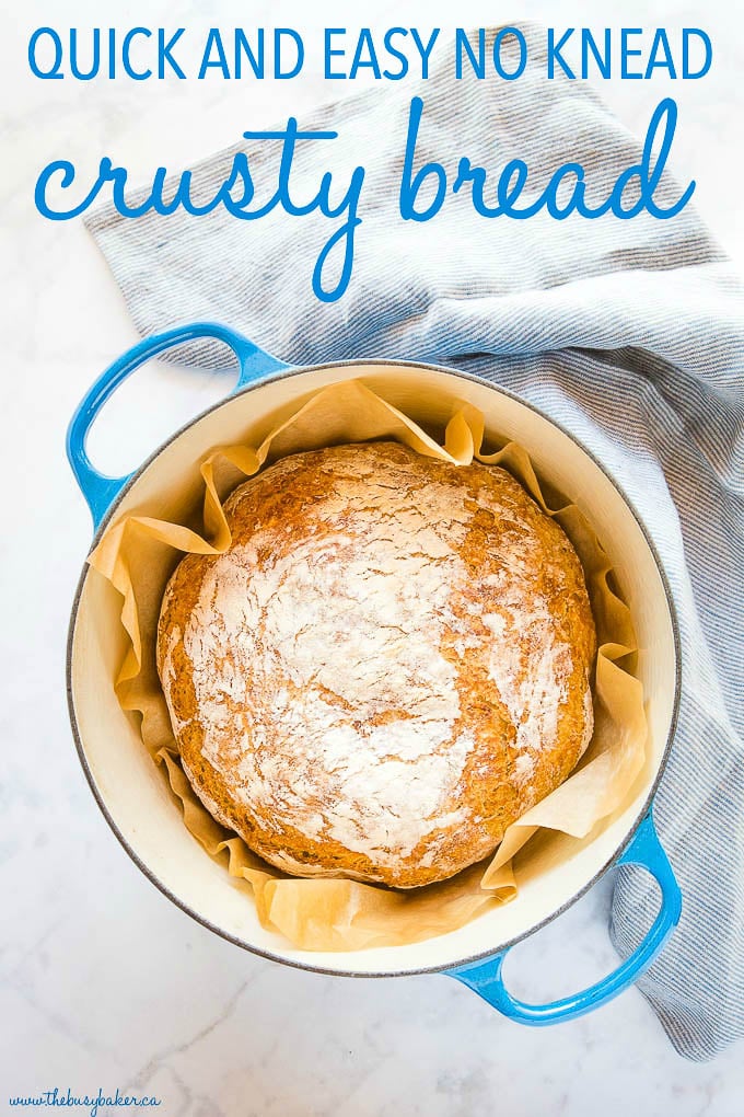 titled photo (and shown): Quick and Easy No Knead Crusty Bread