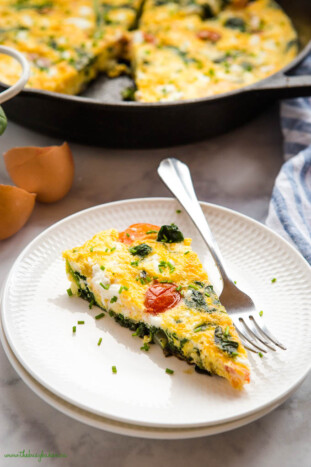 Easy Skillet Tomato Spinach Frittata {Low Carb} - The Busy Baker