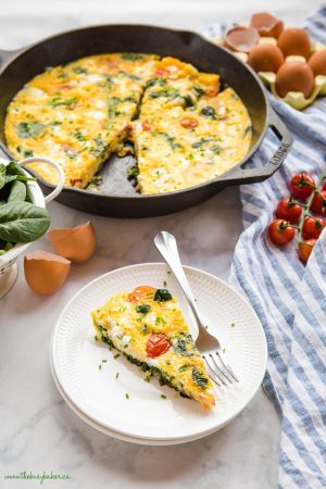 Easy Skillet Tomato Spinach Frittata {Low Carb} - The Busy Baker