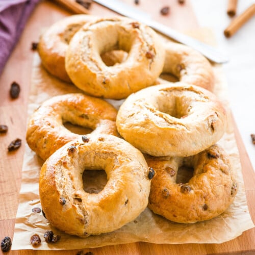 Easy Homemade Cinnamon Raisin Bagels - The Busy Baker