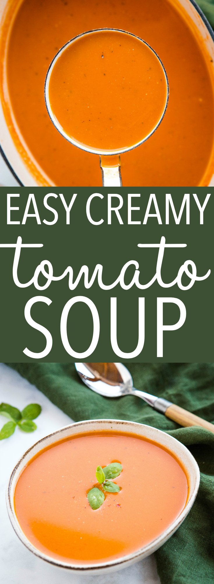 This Easy Homemade Creamy Tomato Soup is the perfect soup to make with only 5 pantry ingredients! It's creamy and smooth and it's easy to make in under 30 minutes! Recipe from thebusybaker.ca! #tomatosoup #tomato #homemade #pantry #easyrecipe #soup #souprecipe #homemadecannedsoup via @busybakerblog