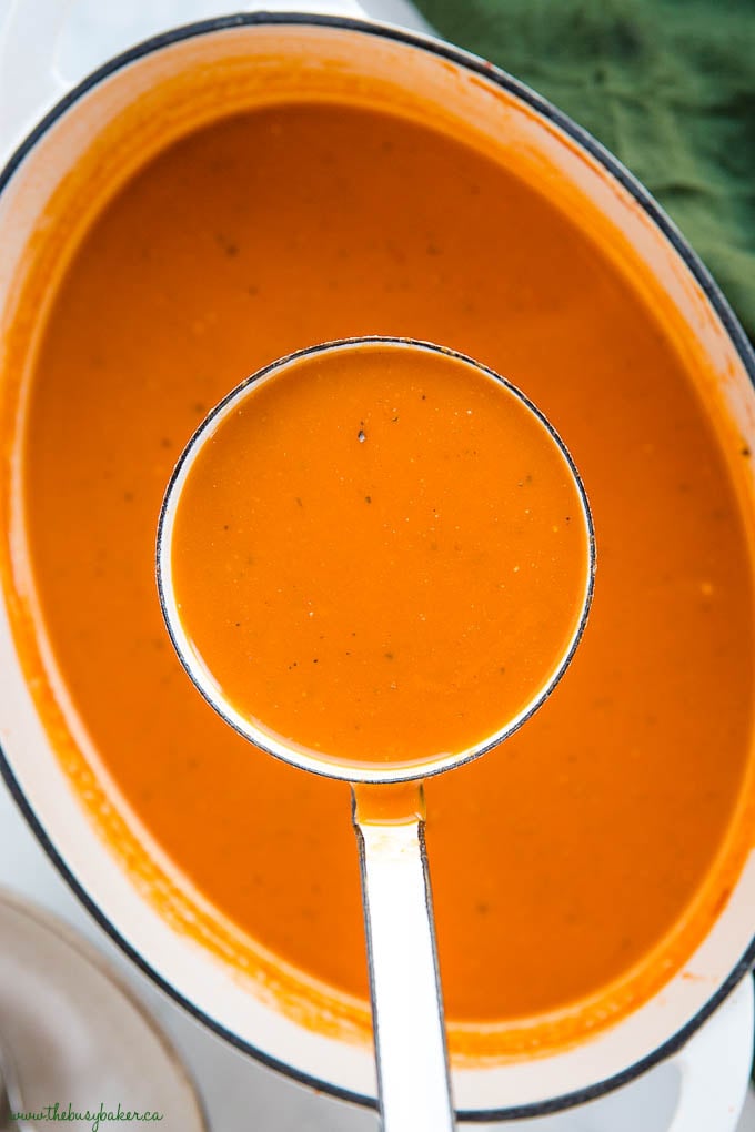 homemade soup made with tomato.