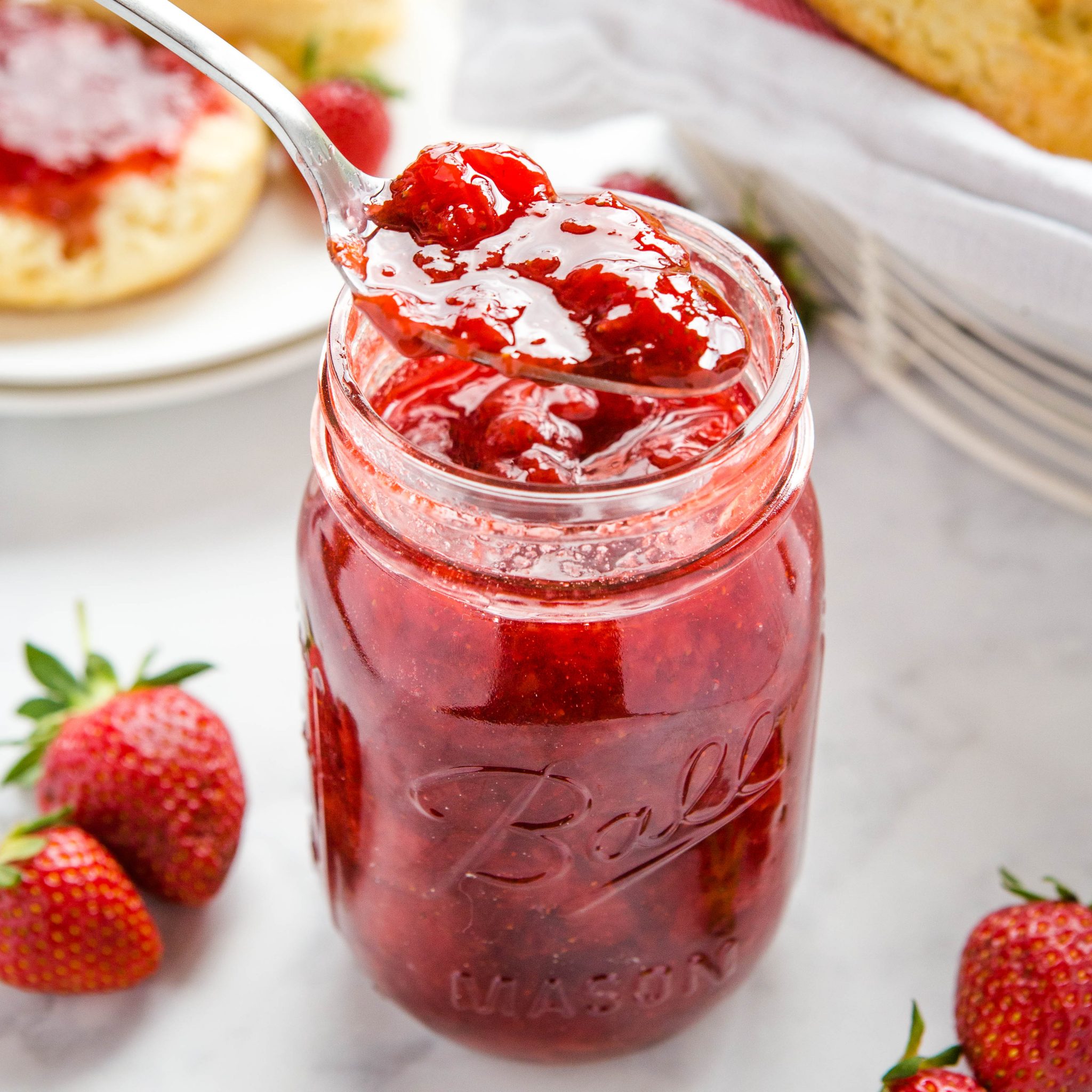 Easy Strawberry Freezer Jam - only FOUR simple ingredients!