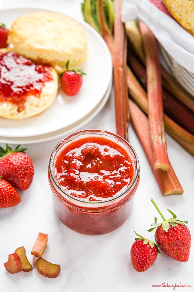 small jar of strawberry rhubarb jam 