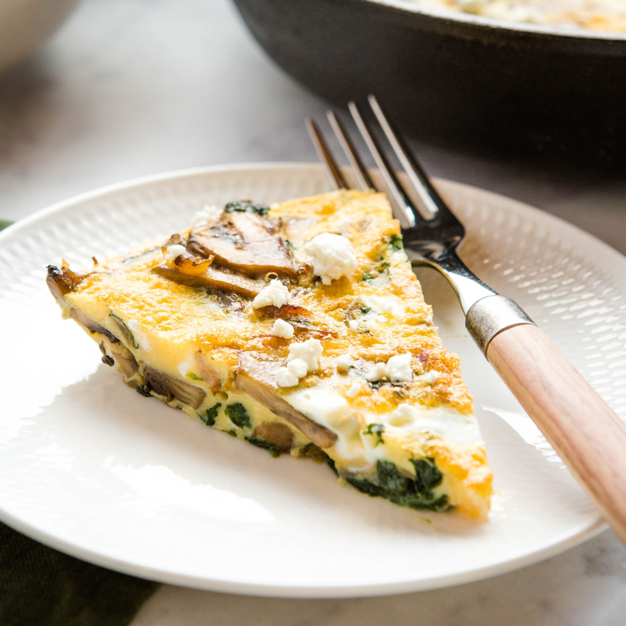 Easy Skillet Mushroom Spinach Frittata - The Busy Baker