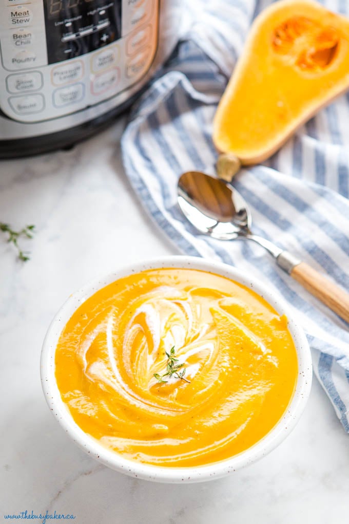 bowl of Instant Pot Butternut Squash Soup