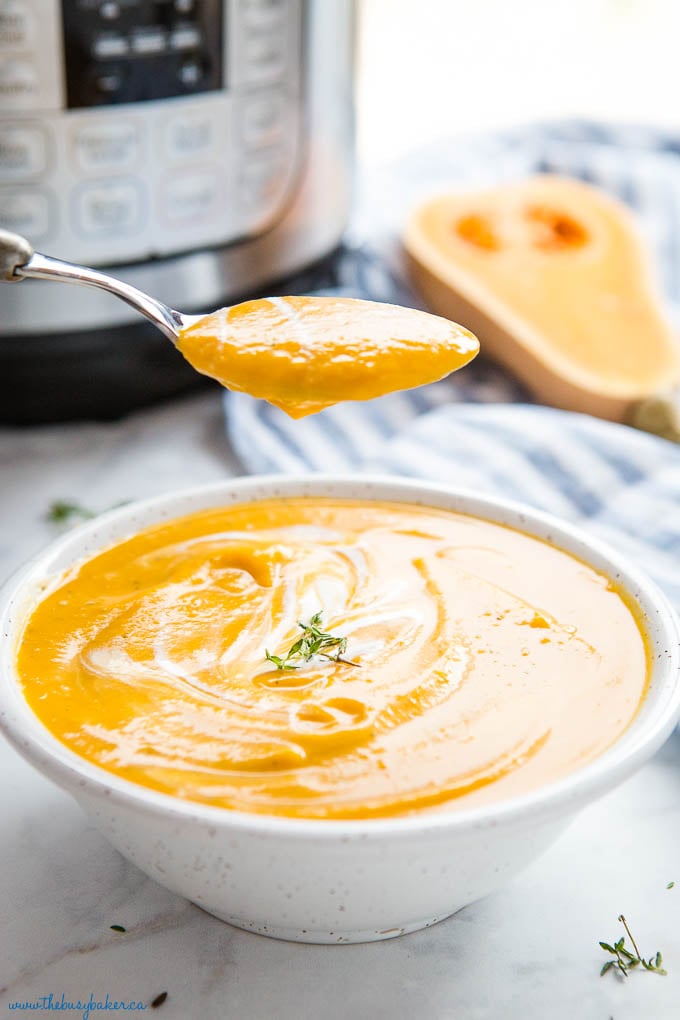 spoonful of Instant Pot Butternut Squash Soup