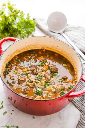 Beef Barley Soup with Kale {One Pot} - The Busy Baker