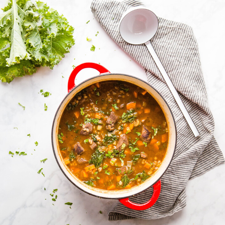 Beef Barley Soup with Kale {One Pot} - The Busy Baker