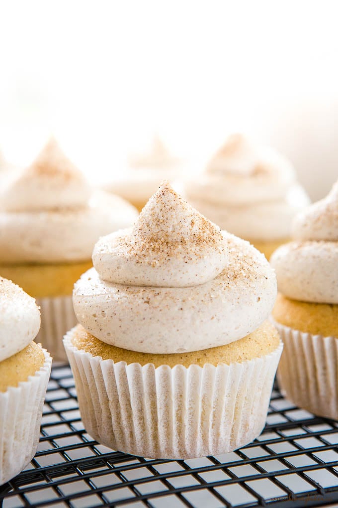 light and airy photo of cinnamon chai cupcakes