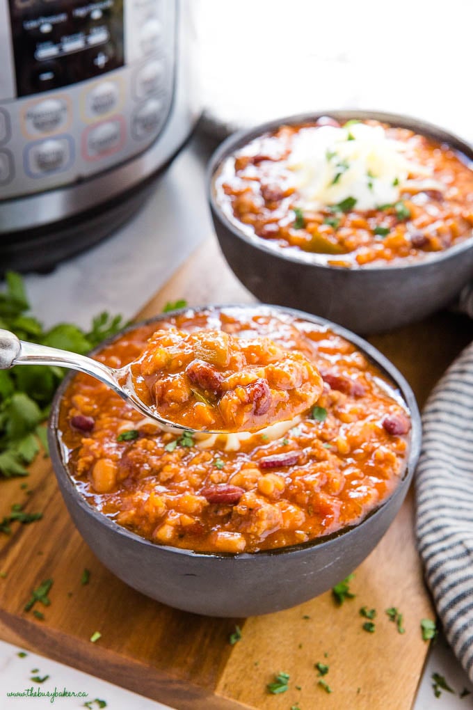 spoonful of beef and bean chili