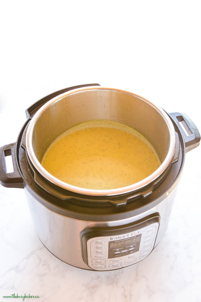 instant pot with creamy zucchini soup
