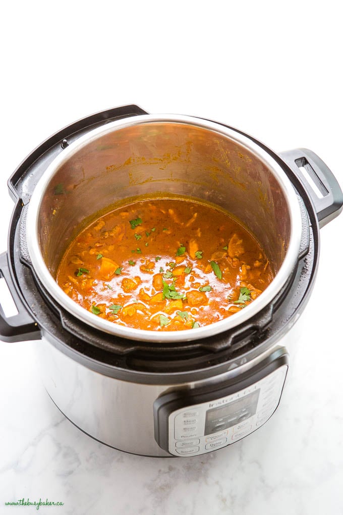 butter chicken in the Instant Pot with fresh herbs