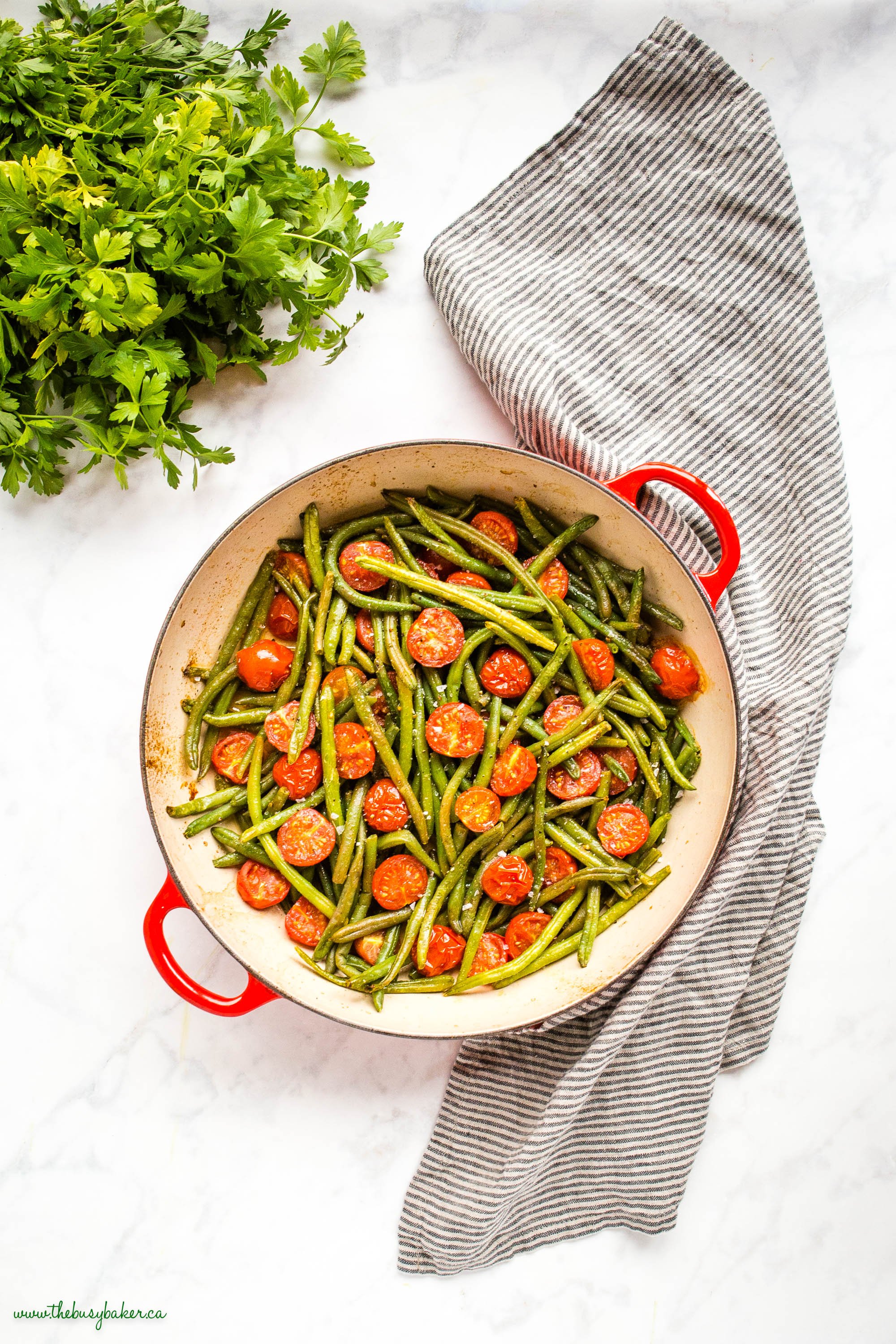 Roasted Green Beans with Cherry Tomatoes {Side Dish} The Busy Baker