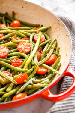 Roasted Green Beans with Cherry Tomatoes {Side Dish} - The Busy Baker