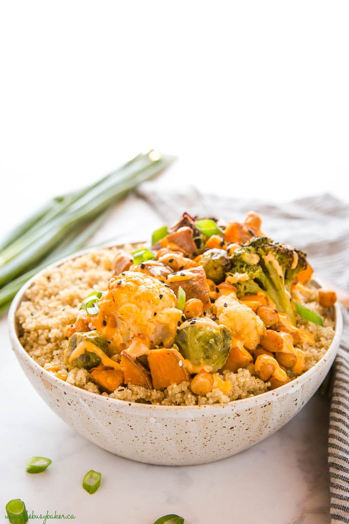 Roasted Vegetable Quinoa Bowls {Healthy Meal Prep} - The Busy Baker