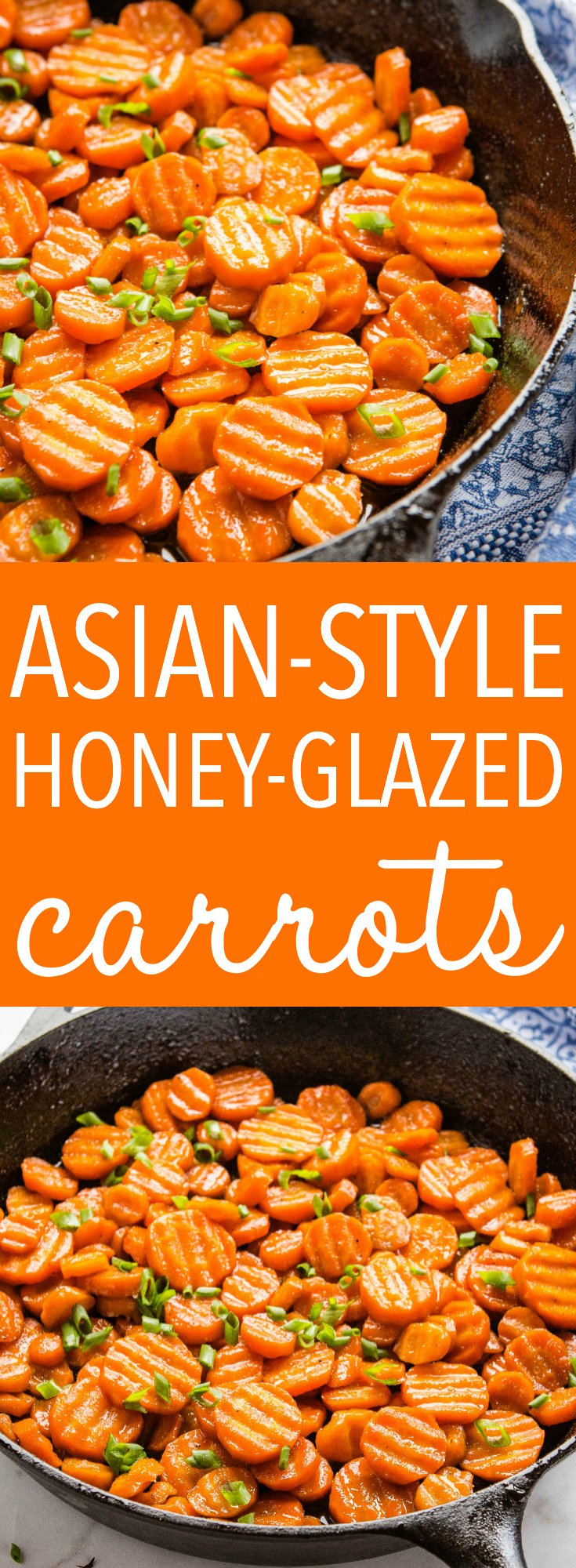 These Asian-Style Honey Glazed Carrots are the perfect sweet and savoury side dish pan fried to perfection with a sticky honey soy glaze, garlic and ginger. Recipe from thebusybaker.ca! #carrots #vegetarian #honeyglazed #panfried #sidedish #holidays #christmas #thanksgiving #vegan #vegetables via @busybakerblog