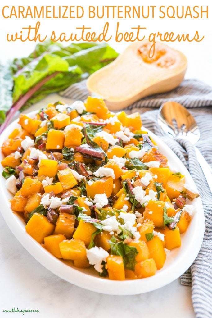 Caramelized Butternut Squash with Sautéed Beet Greens 