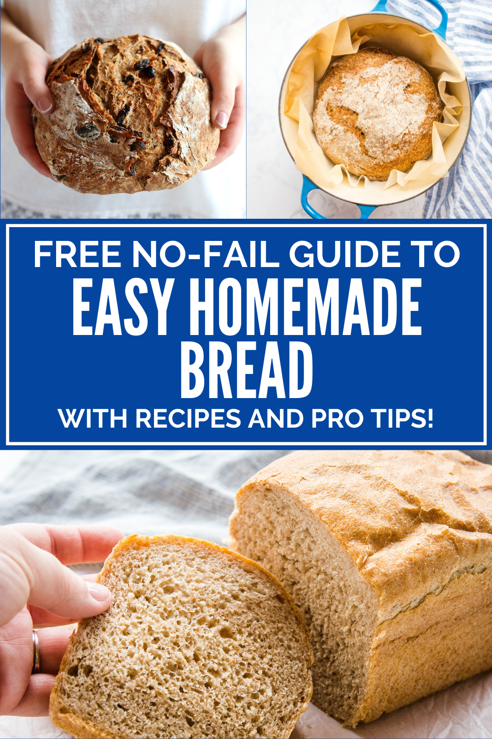 FREE No Fail Guide to Easy Homemade Bread! The BEST homemade bread recipes anyone can make, with easy pro tips! Sign up on thebusybaker.ca! #recipes #freecourse #ecourse #homemadebread #howtomakebread #homemade #protips #bakingtips #howtobake via @busybakerblog