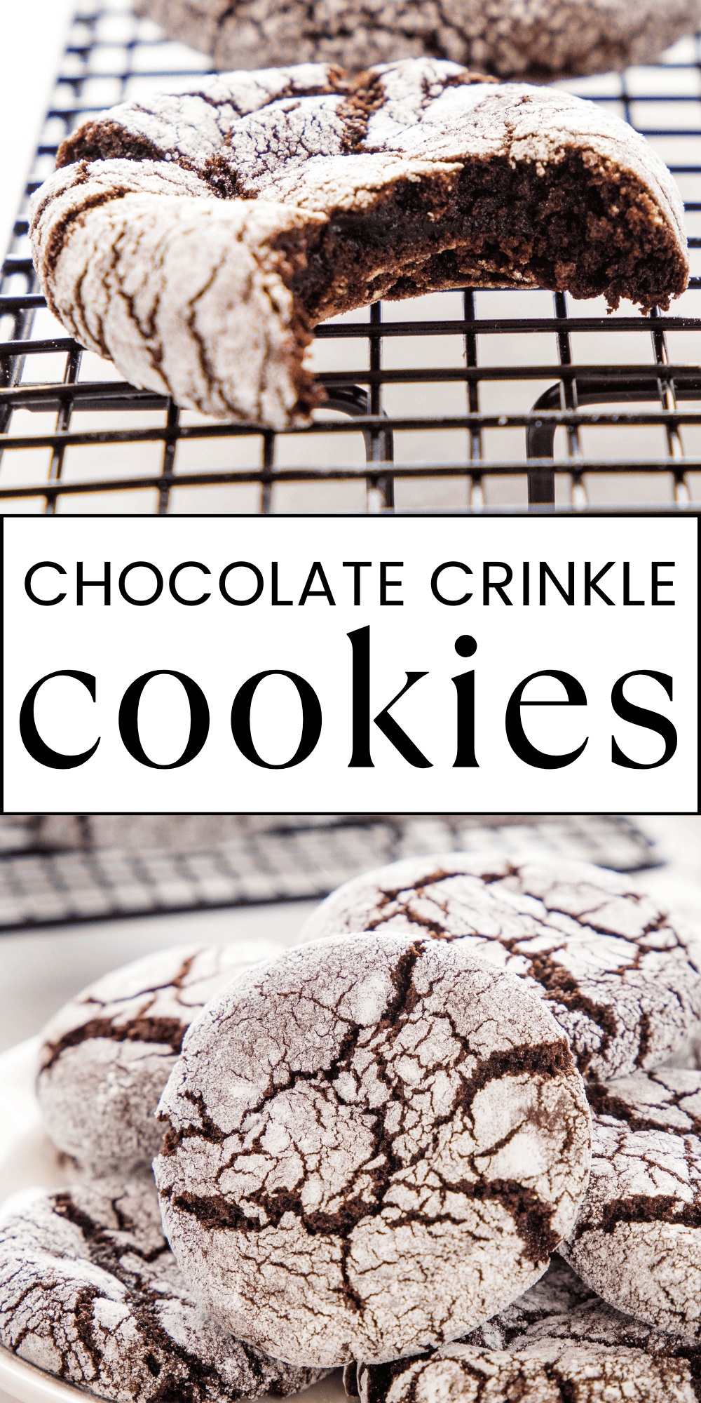 This Chocolate Crinkle Cookies recipe is an easy-to-make chocolate Christmas cookie recipe that's perfect for the holidays! They're crispy on the outside and soft & fudgy on the inside. Recipe from thebusybaker.ca! #holiday #cookies #baking #christmasbaking #chocolate #chocolatecrinklecookies #cookietray #homemade #holidays via @busybakerblog