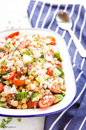 Greek Chickpea Salad {Perfect for Meal Prep!} - The Busy Baker