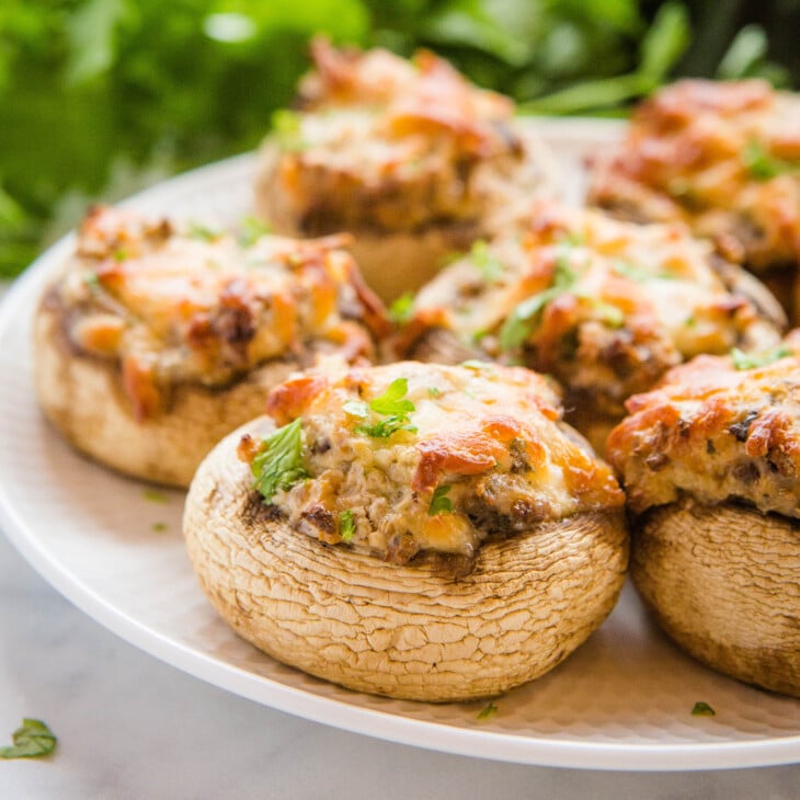 Italian Sausage Stuffed Mushrooms - The Busy Baker