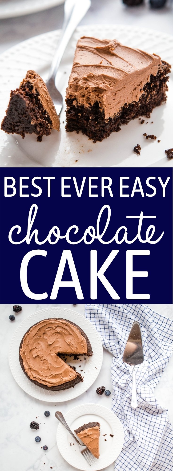 This Best Ever Easy Chocolate Cake is a family favourite recipe that's perfectly moist and tender, ultra chocolatey, and easy to make with basic pantry ingredients! Perfect for beginners! Recipe from thebusybaker.ca! #chocolate #cake #easy #recipe #frosting #simple #bakingforbeginners #familyrecipe #chocolatecake #cakerecipe #baking via @busybakerblog