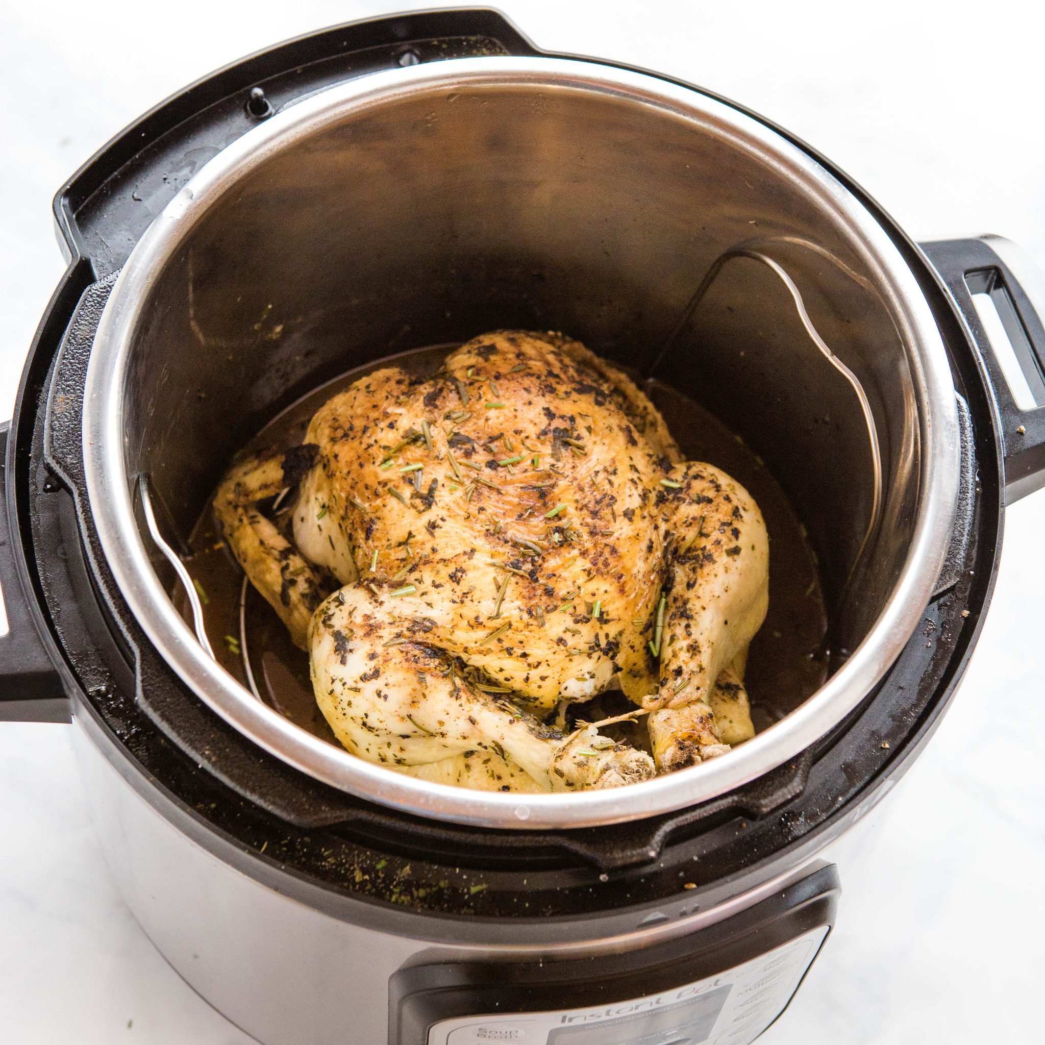 Instant Pot Roasted Chicken and Gravy {No Broiling!} - The Busy Baker