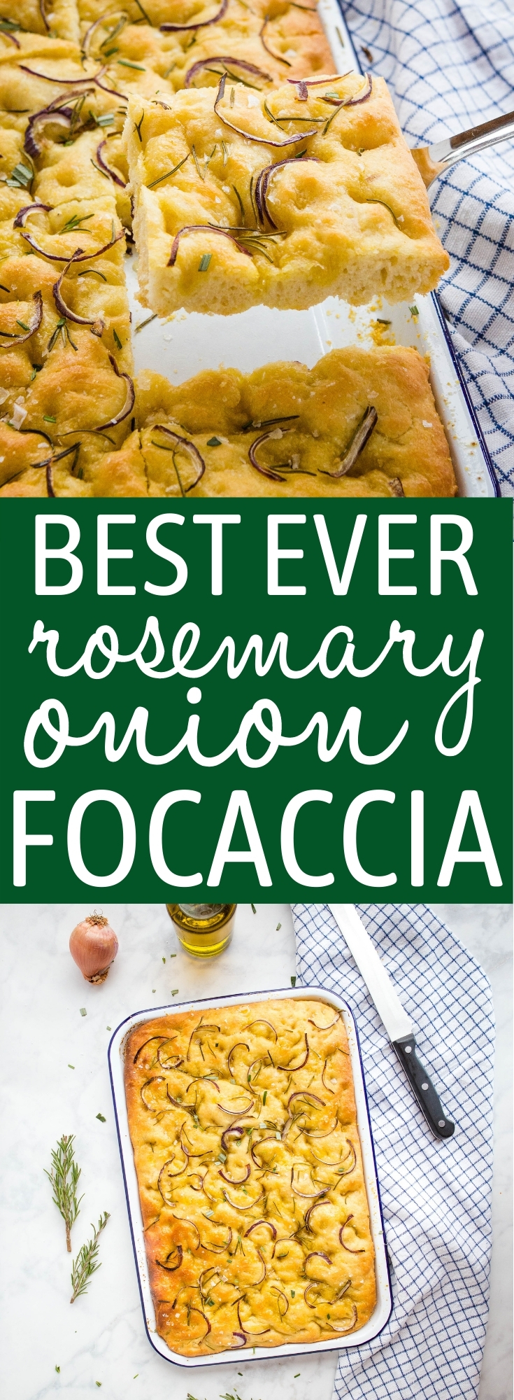This Best Ever Rosemary Focaccia Bread is restaurant quality! The perfect classic Italian-style focaccia that's soft and chewy, made with roasted onions and rosemary! Recipe from thebusybaker.ca! #focaccia #bread #italian #homemade #restaurant #secretingredient #easy #bread #homemadebread #recipe #tutorial via @busybakerblog
