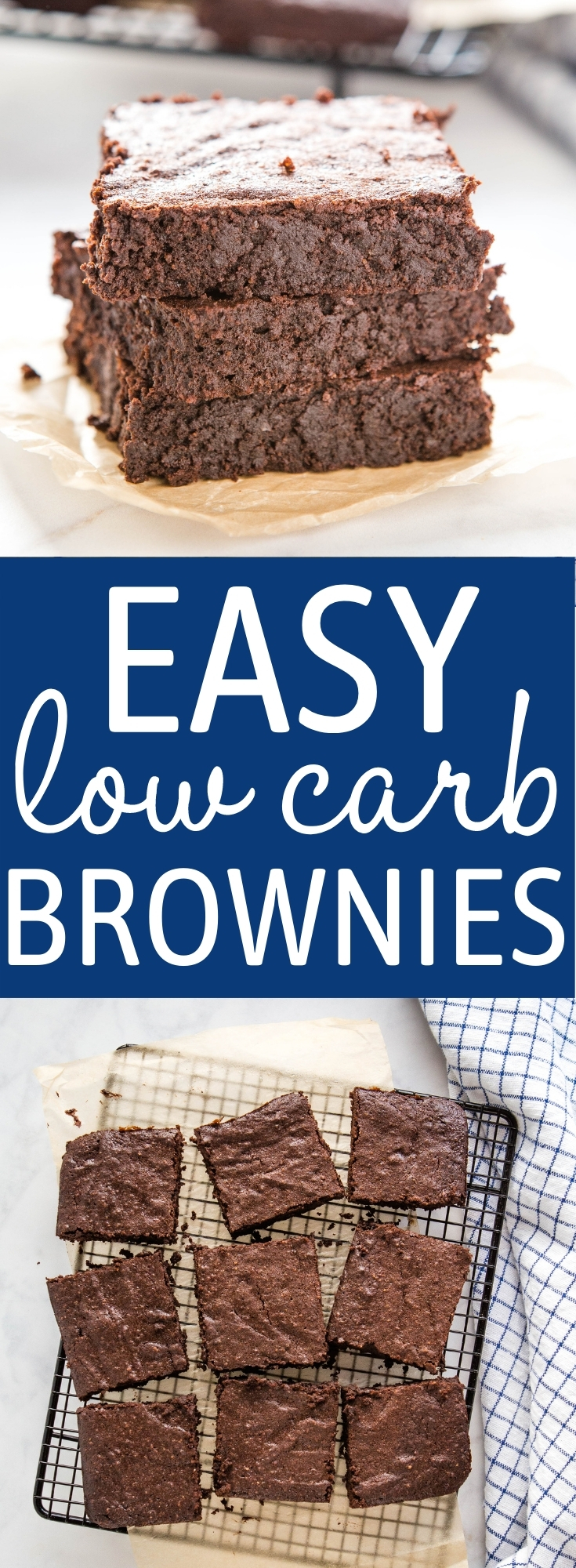 These Easy Low Carb Brownies are the perfect sugar-free, gluten-free dessert that's ultra moist, dense & chewy, and oh so chocolatey! Only 4 grams of carbs each! Recipe from thebusybaker.ca! #brownies #keto #lowcarb #sugarfree #glutenfree #healthy #stevia #lowcarbdessert #healthydessert via @busybakerblog