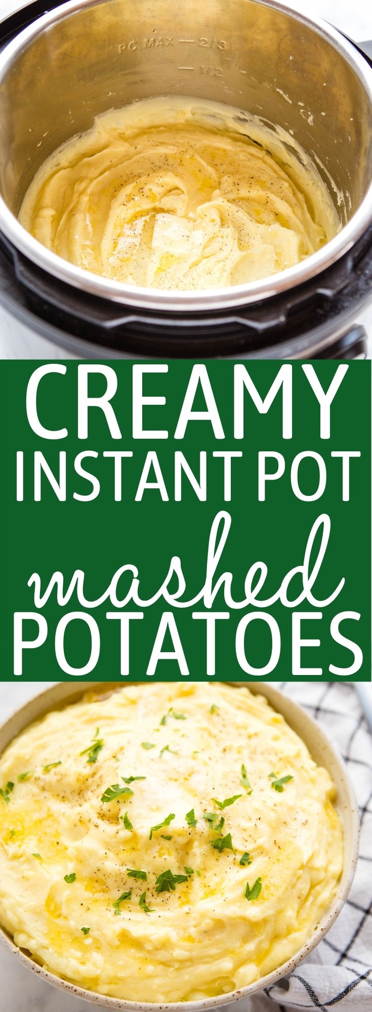 These Creamy Instant Pot Mashed Potatoes are the perfect easy side dish that's perfect for a holiday dinner or a quick weeknight meal! Ultra creamy and decadent, and on the table in 25 minutes! Recipe from thebusybaker.ca! #creamy #mashedpotatoes #instantpot #easysidedish #sidedish #holidaymeal #weeknightmeal #familydinner #easyrecipe via @busybakerblog