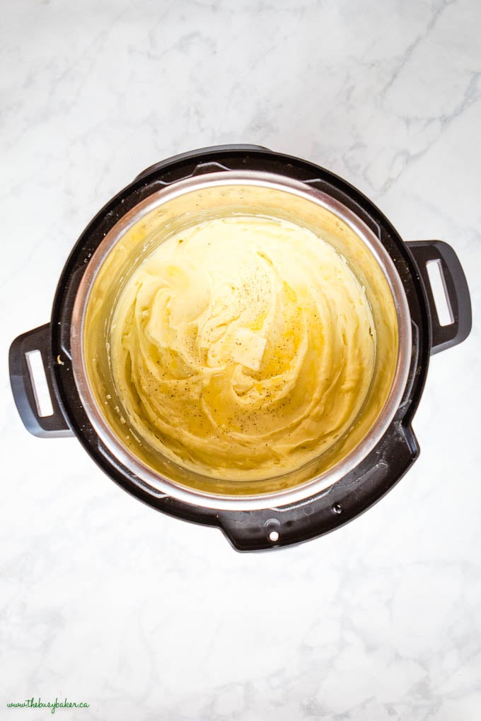overhead image: instant pot mashed potatoes