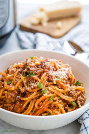 Instant Pot Spaghetti and Meat Sauce - The Busy Baker