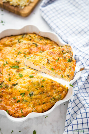Low Carb Ham and Broccoli Crustless Quiche - The Busy Baker