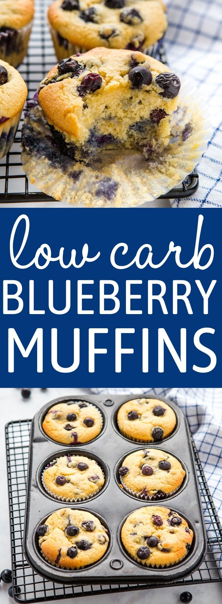 These Best Ever Low Carb Blueberry Muffins are fluffy and sweet, with a classic muffin texture - gluten-free, sugar-free, and only 3 grams of net carbs per muffin! Recipe from thebusybaker.ca! #blueberrymuffins #lowcarb #keto #baking #ketobaking #blueberries #lowcarbmuffins #healthy #almondflour #glutenfree #sugarfree via @busybakerblog